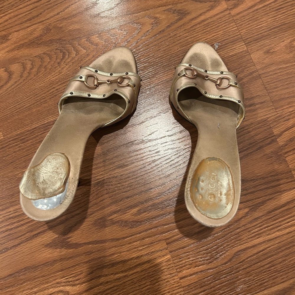 Authentic vintage Gucci Gold Mules.